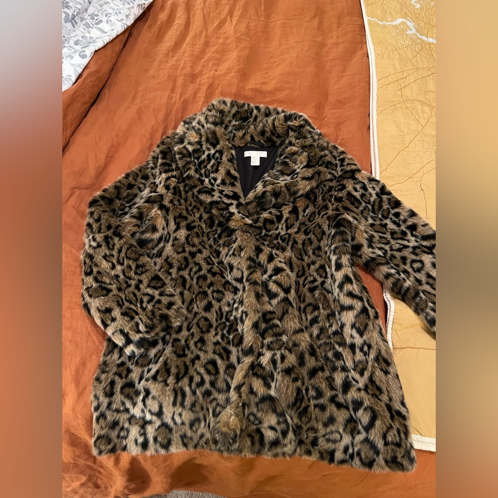H&M faux leopard coat